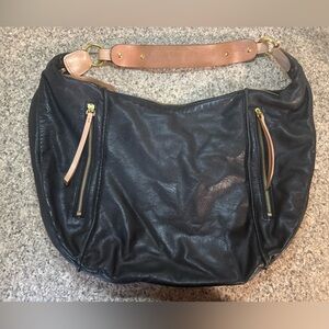 Christopher Kane Black Leather Bag with Gold Zipper